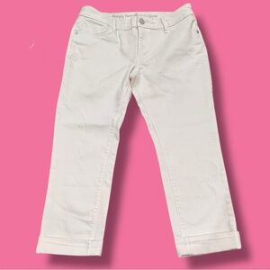 Simply Vera VERA WANG Size 8 White Roll Cuff Mid Rise 5 Pocket Capri Jeans